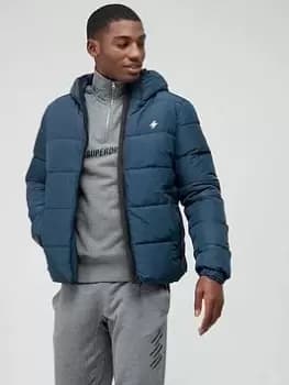 Superdry Code Hooded Padded Jacket - Navy Size M Men