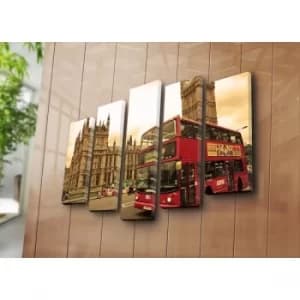 5PAT-6 Multicolor Decorative Canvas Painting (5 Pieces)