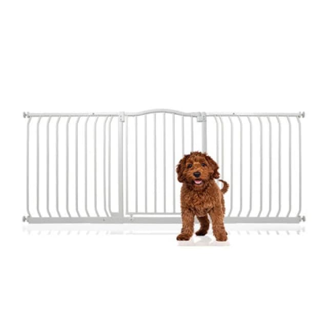 Bettacare Curved Top Dog Gate, 179Cm - 188Cm, Matt White, Pressure Fit Pet Gate For Dog And Puppy, Pet And Dog Barrier