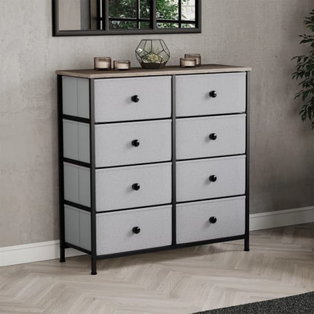 Lassic Chorley 8 Drawer Fabric Storage Chest UKFR Beige & Grey Wo unisex 8 Drawer