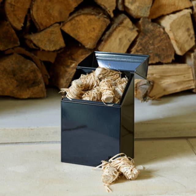 Valiant Valiant Firelighter and Pellet Storage Box Container - Black Steel Black One Size Unisex 5031300005735