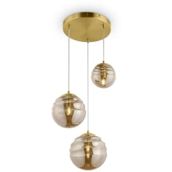 Maytoni Modern - Vinare Modern Vinare 3 Light Brass Cluster Pendant Ceiling Light Glass Shade