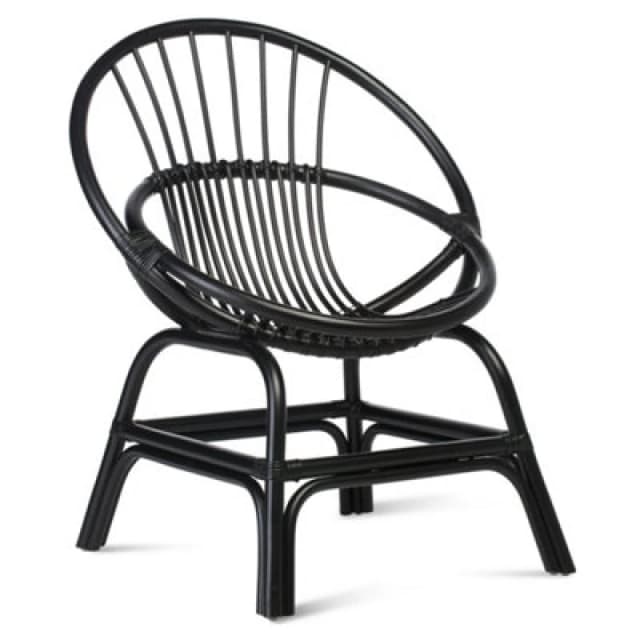 Desser Moon Chair Indoor Rattan In Black (H)84Cm X (W)75Cm X (D)63Cm