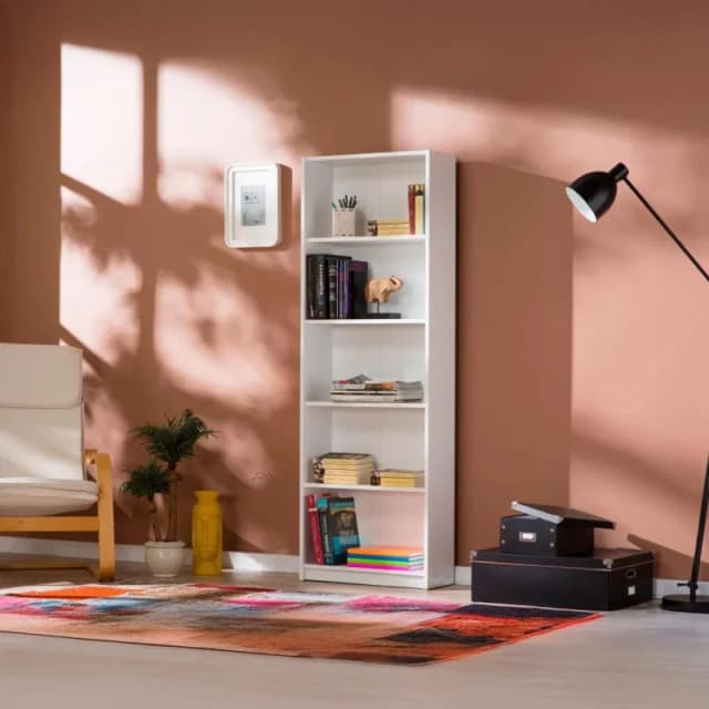 FWStyle FWStyle 5 Tier Matt White Bookcase Shelving Unit White One Size Unisex 5056413130884