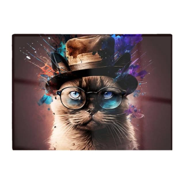 Warren Reed Designer Siamese Cat Face Splashart Chopping Board