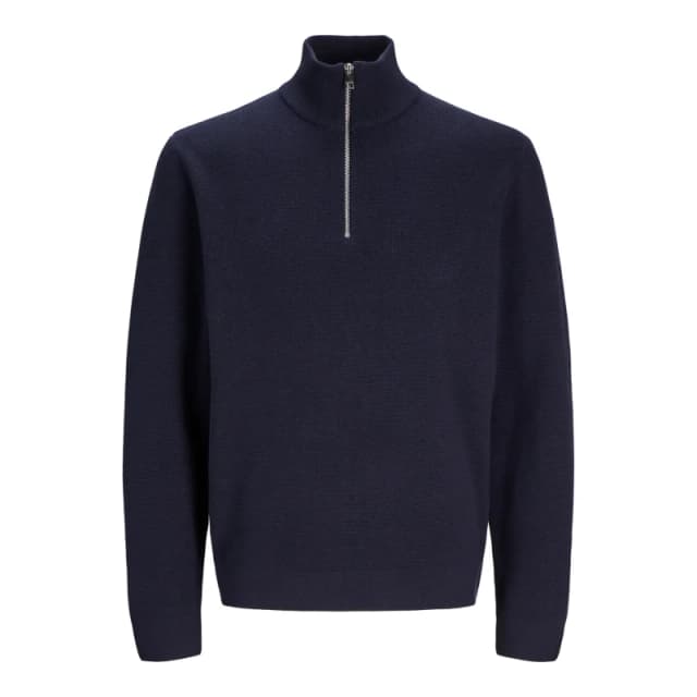 jack & jones Cotton Quarter-Zip Jumper, Relaxed Fit Navy Blue Men S;M;L