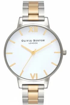 Ladies Olivia Burton White Dial Bracelet Silver & Gold Watch OB16BL45
