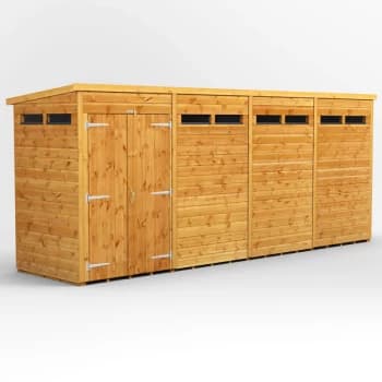 16x4 Power Apex Security Shed Double Door - Brown