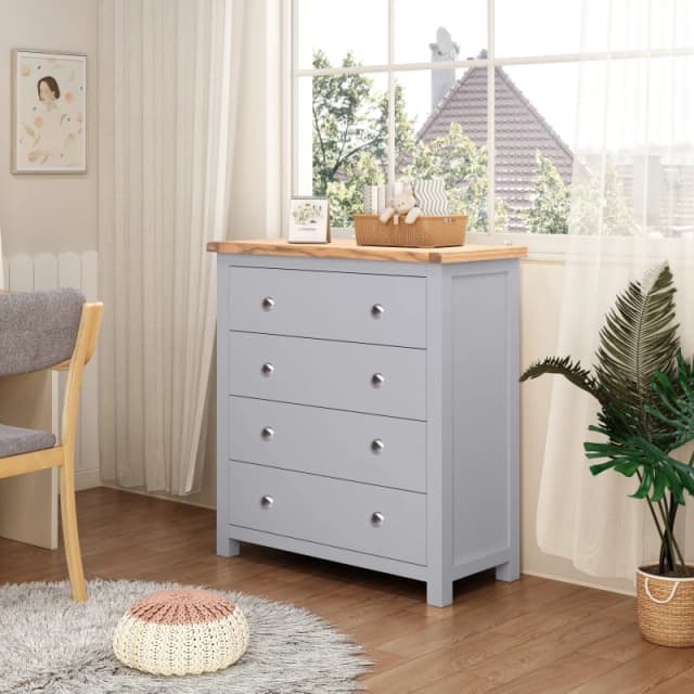 Cabinet Bits Mirano 4 Drawer Chest of Drawers Chrome Knob in Grey Grey Unisex