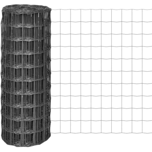 vidaXL Euro Fence 25x1 m with 100x100 mm Mesh Steel Grey