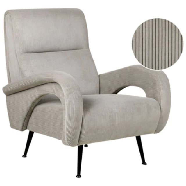 Beliani Jumbo Cord Amrchair Grey Svalov