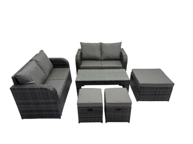 Fimous Garden Outdoor Furniture Set with 3 Stools Dark Grey Mixed Dark Grey Unisex
