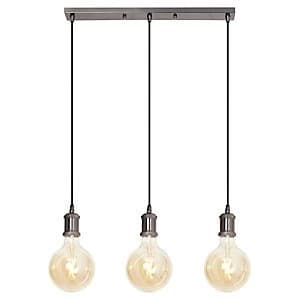 4lite WiZ Smart Triple Bar Blackened Silver Pendant with 3 x G125 E25 Vintage Lamps