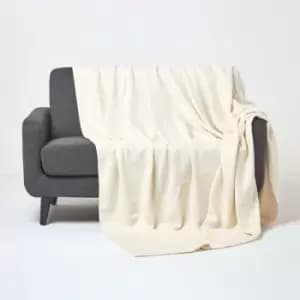 Organic Cotton Waffle Blanket/ Throw Natural, 280 x 230cm - Natural - Homescapes