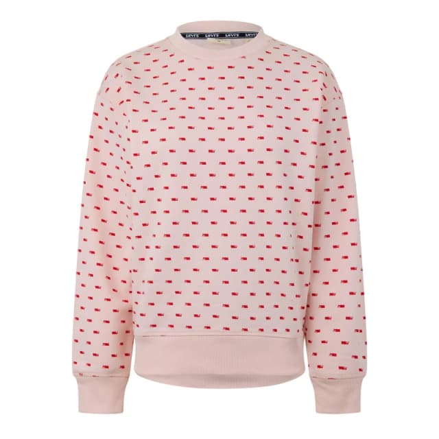 Levis Batwing Logo Crew Neck Sweatshirt Crew Sweaters 8 (XS) Pink 66148406310