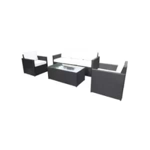 BERLIN BLACK 3 Seater Sofa, 2 Armchairs & Table