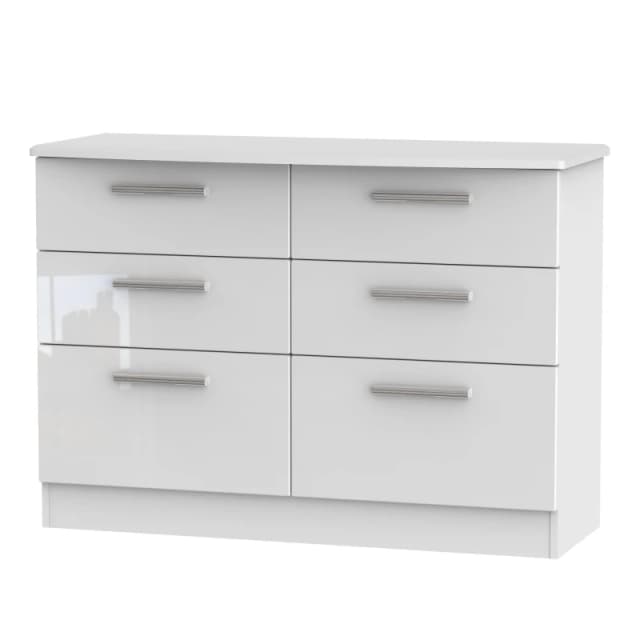 Harrow 6 Drawer Wide Chest In White Gloss (Ready Assembled)