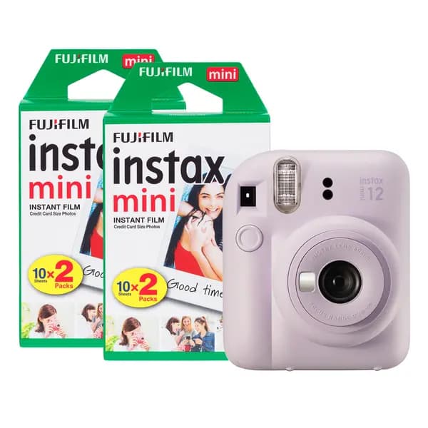 Fujifilm Instax Mini 12 Instant Camera with 40 Shot Film Pack - Lilac Purple 16806133+2x2PK