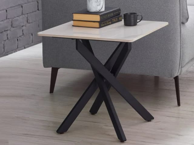 Julian Bowen Bradley White Marble Lamp Table