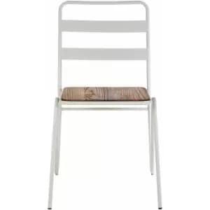 District White Metal and Elm Wood Chair - Premier Housewares