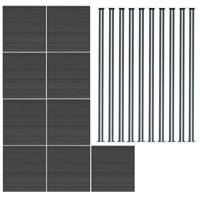 Monstershop Composite Fence Panels & LED Posts 6ft x 51ft - Grey Grey Unisex