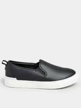 Yours Extra Wide Fit Hardware Slip On Trainer Black, Size 4Eee, Women