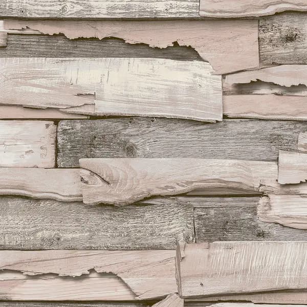 Grandeco Malay Natural Planked Wood effect Wallpaper Dusty Pink
