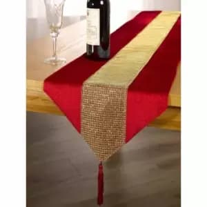Green & Sons Eclat Tassled Runner 13 X 90 - Red/Gold