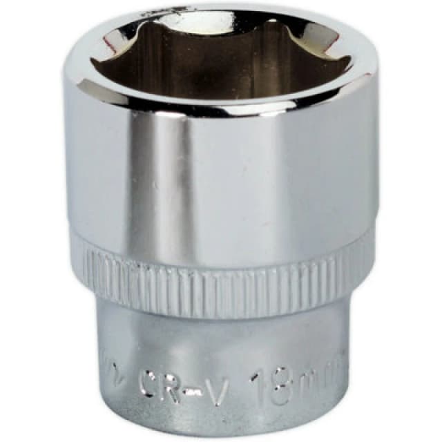 Loops 18mm Forged Steel Drive Socket - 3/8" Square Drive - Polished Chrome Vanadium Metallics