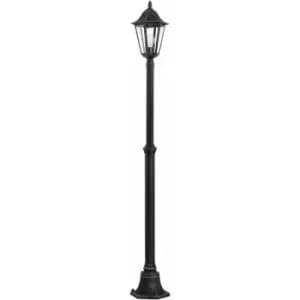 Loops - IP44 Outdoor Bollard Light Black & Silver Lantern 2000mm Tall Post 60W E27
