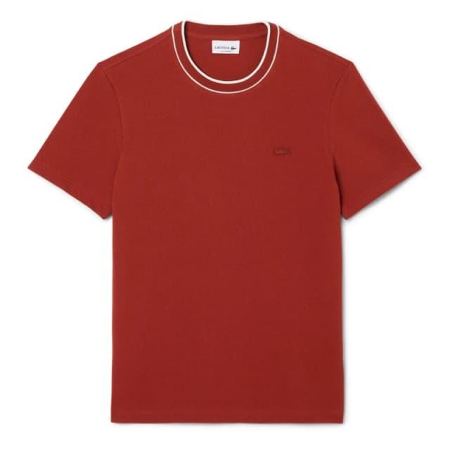 Lacoste Stretch Pique Stripe Collared T-Shirt Red male XS