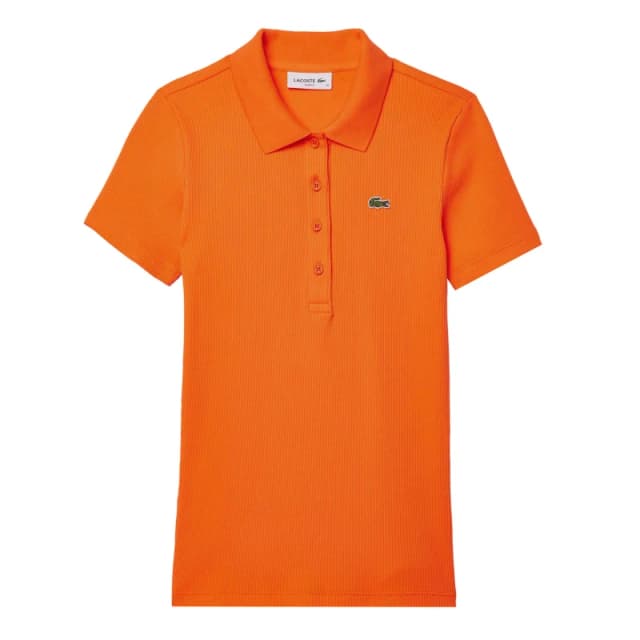 Lacoste Slim-Fit L.12.D Ribbed Cotton Polo Shirt Orange female 10