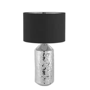 Olsen Honeycomb Textured Metallic Ceramic Table Lamp Silver/Black