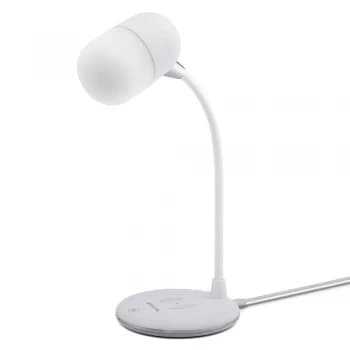 Groov-e Apollo LED Lamp with Wireless Charging Pad & Bluetooth Speaker - White