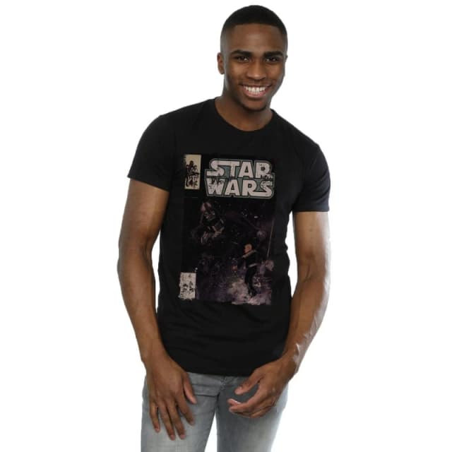 Star Wars Star Wars Men Darth Vader Duel Comic T-Shirt in Black Size: 3X-Large Black XXXL Male 5057245280433