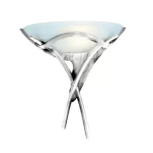 1 Light Indoor Wall Uplighter Antique Silver with Alabaster Glass, E27