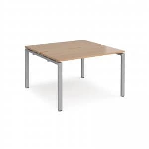 Adapt II Back to Back Desk s 1200mm x 1200mm - Silver Frame Beech top