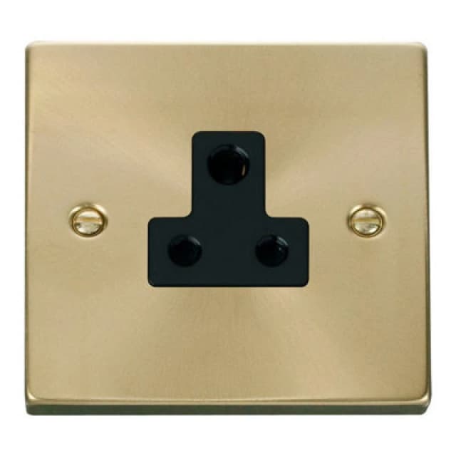 SE Home Satin / Brushed Brass 1 Gang 5A Round Pin Socket Gold