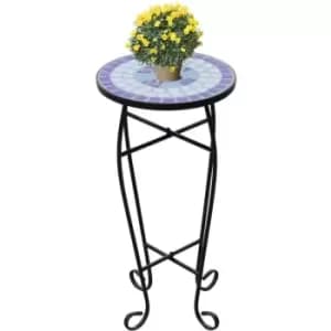 Vidaxl - Mosaic Side Table Plant Table Blue White - Blue