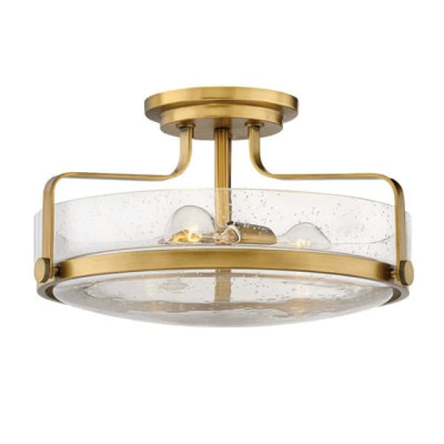 Harper 3 Light Flush Ceiling Light, Heritage Brass