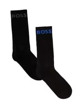BOSS Bodywear 2 Pack Sports Socks, Black, Size 43-46, Men