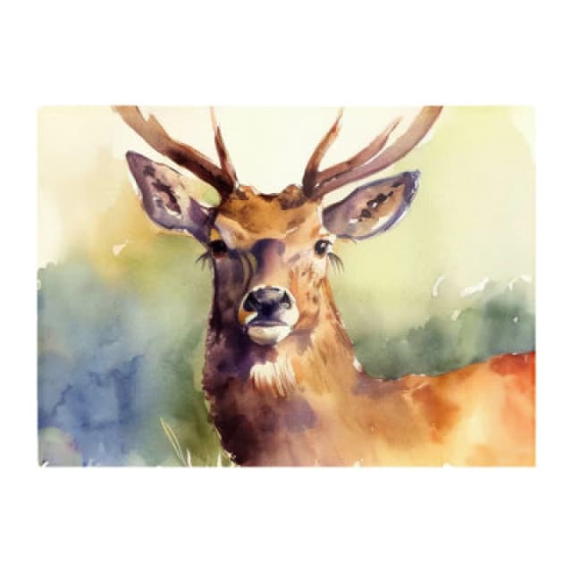 Warren Reed Designer Splendid Stag Watercolour Glass Chopping Board