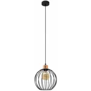 Helam Mercure Wire Frame Pendant Ceiling Light Black, Copper 24cm