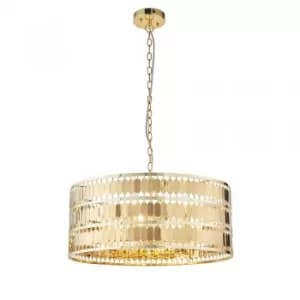 5 Light Round Ceiling Pendant Gold Effect Plate, E14