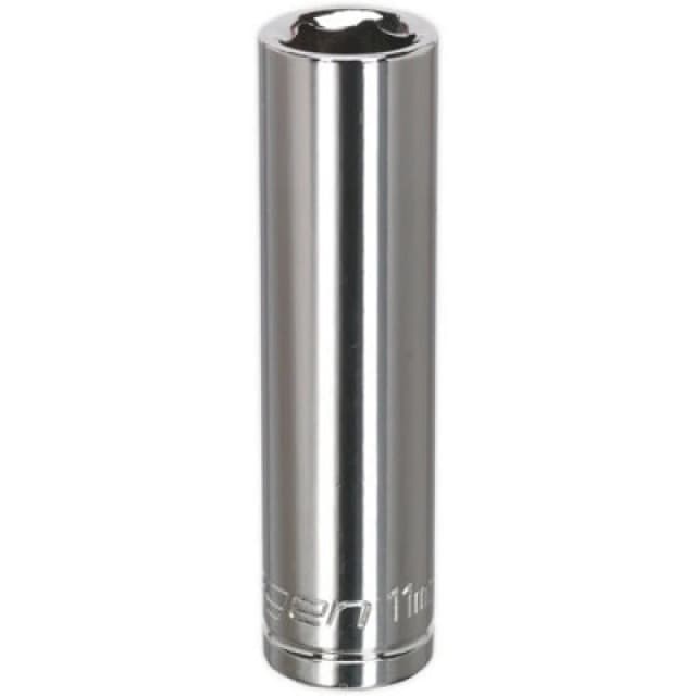 Loops 11mm Chrome Plated Deep Drive Socket - 3/8" Square Drive High Grade Carbon Steel Metallics