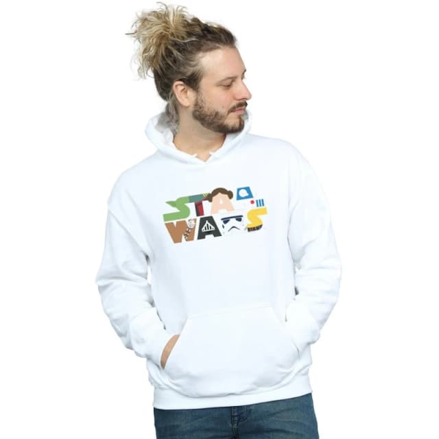 Star Wars Star Wars Men Character Logo Hoodie in White Size: Small White S Male 5059308833082