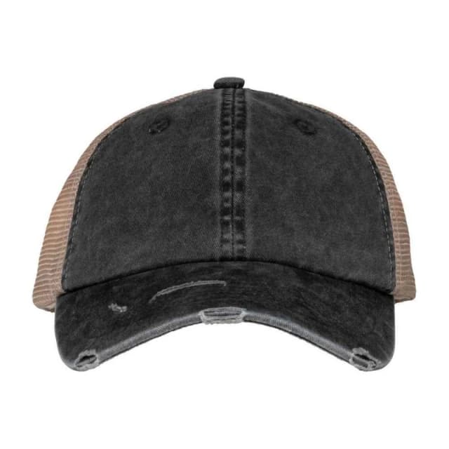 Native Spirit Mens Destroy Washed Trucker Cap in Black Male One Size