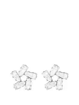 Jon Richard Rhodium Plated Cubic Zirconia Baguette Stud Starburst Earrings