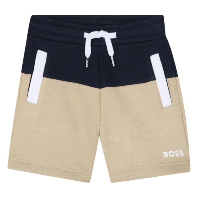 Boss Kids Colour Block Fleece Jogger Shorts Navy 849 male 9 Mnth