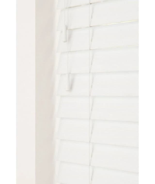 New Edge Blinds Serene 50mm Fine Grain Slatted Faux Wood Venetian Blinds with Strings 120cm Drop in Ecru Size: 70cm width x 130cm drop Ecru Unisex